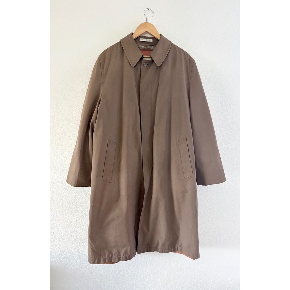 Misty Harbor Vintage Overcoat Brown Solid Trench Coat Mens Mid Length Outerwear